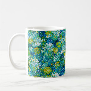 Jubilant Spring Blue & Green Modern Floral Kaffeetasse
