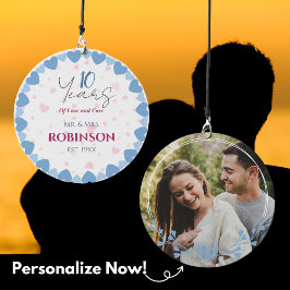 Jubiläum 10 Jahre Romantic Hearts Floral Foto Windspiel
