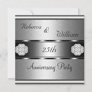 Jubiläum 25. Elegante Rolle Silberparty Einladung
