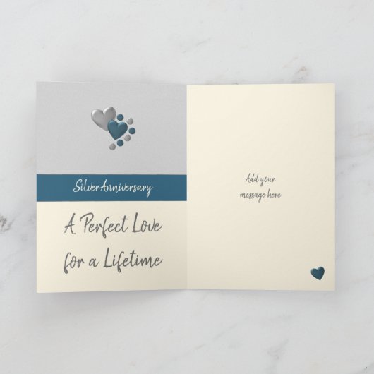 Jubiläum 25. Silber 25 Jahre dunkelblaue Creme Karte (Innenseite)