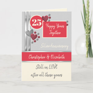 Jubiläum 25. Silber 25 Jahre rote Creme Karte