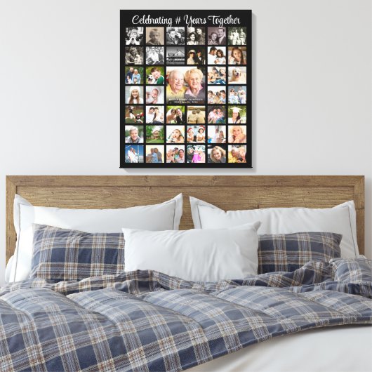 Jubiläum 39 FotoCollage Personalisiert Black Leinwanddruck (Insitu (Schlafzimmer))