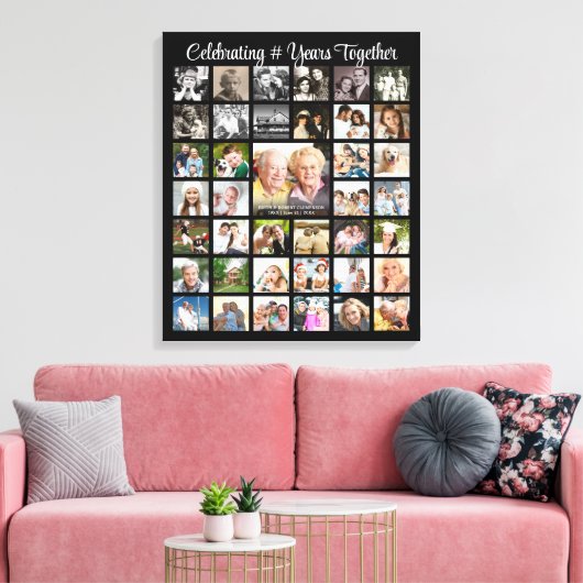 Jubiläum 39 FotoCollage Personalisiert Black Leinwanddruck (Insitu (Wohnzimmer))