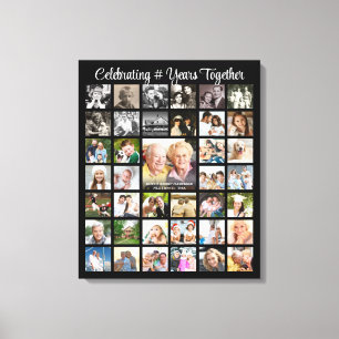 Jubiläum 39 Fotocollage Personalisiert Schwarz Leinwanddruck