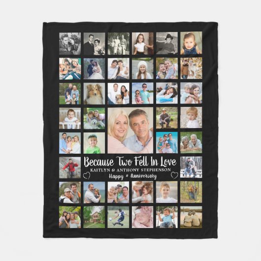 Jubiläum 41 FotoCollage Benutzerdefinierter Text u Fleecedecke (Vorderseite)