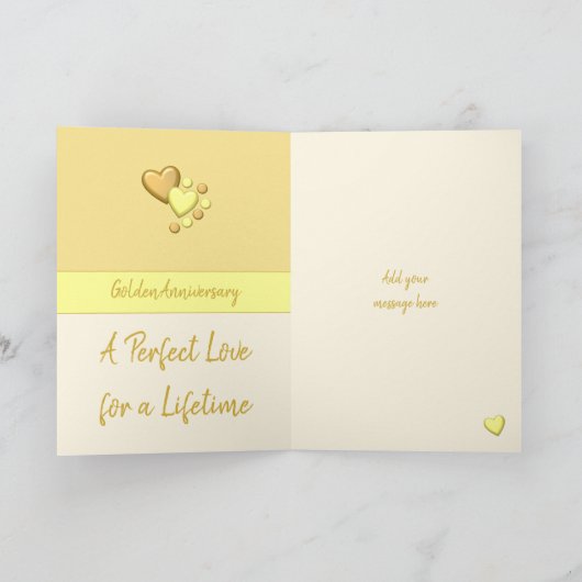 Jubiläum 50. Golden 50 Jahre gelbe Sahne Karte (Innenseite)