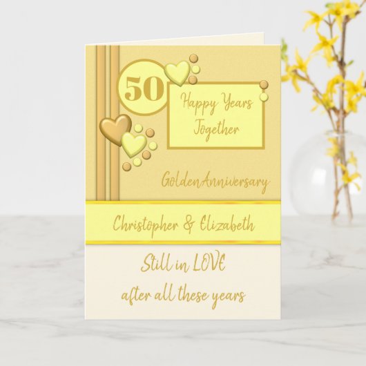 Jubiläum 50. Golden 50 Jahre gelbe Sahne Karte (Gelbe Blume)