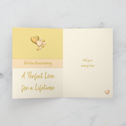 Jubiläum 50. Golden 50 Jahre Pfirsichcreme Karte (Innenseite)