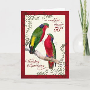 Jubiläum 50er Vintage Lorikeet Papageien Karte