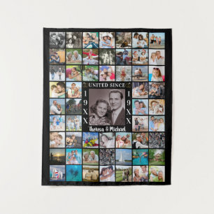 Jubiläum 55 Foto Collage Erinnerungen Hintergrund Wandteppich