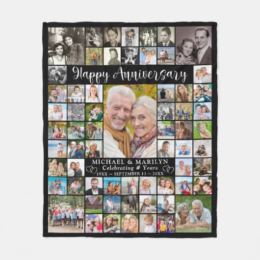 Jubiläum 64 Foto Collage Your Color Fleecedecke (Vorderseite)