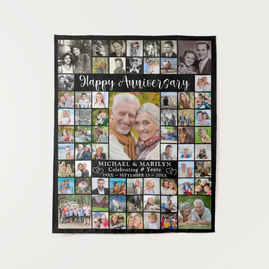 Jubiläum 64 Foto Collage Your Color Wandteppich (Vorderseite)