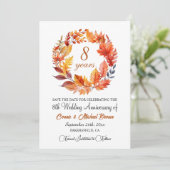 Jubiläum 8. Hochzeit Eleganter Fall Save The Date (Stehend Vorderseite)