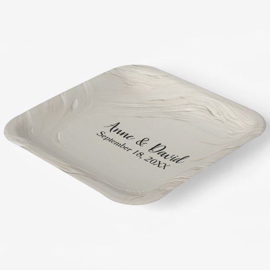 Jubiläum Abstrakte Elfenbeintextur Pappteller (Gewinkelt)