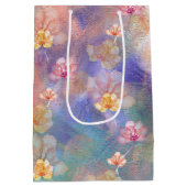 Jubiläum Abstrakte Farbe und Blume Mittlere Geschenktüte (Rückseite)