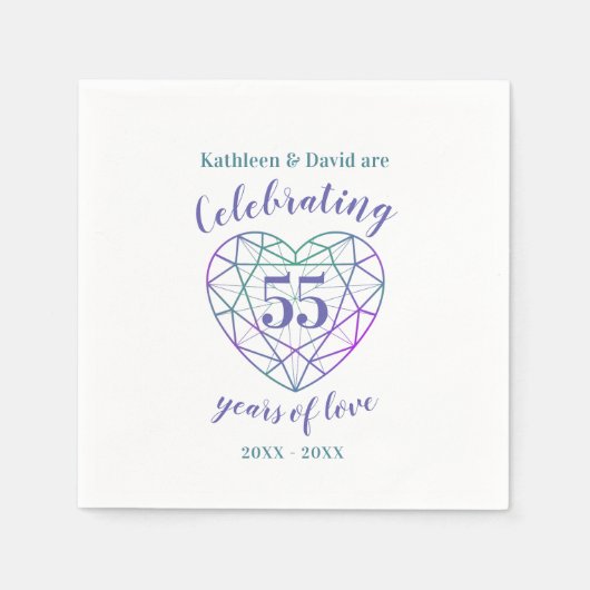 Jubiläum Alexandrites 55 Jahre Liebe Servietten (Vorderseite)