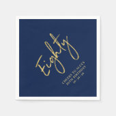 Jubiläum an 80 Gold & Navy 80. Geburtstagsparty Serviette (Vorderseite)