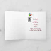 Jubiläum Balloons Romantischer Niedlicher Teddybär Feiertagskarte (Innenseite)