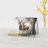 Jubiläum Baumherz mit Namen und Hirsch Karte (Gelbe Blume)