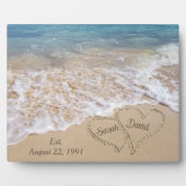 Jubiläum Beach Hearts mit Namen Fotoplatte (Vorderseite)