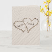 Jubiläum Beach Hearts mit Namen Karte (Gelbe Blume)