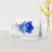 Jubiläum blauer Rose und Perlen auf Weiß Karte (Gelbe Blume)