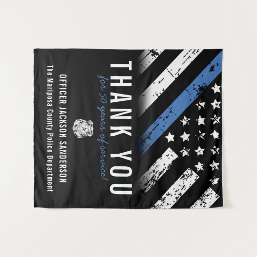 Jubiläum Blue Line Polizeischutz Wandteppich (Vorderseite (Horizontal))