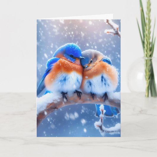Jubiläum Bluebirds schnupfen im Winter Karte (Vorderseite)
