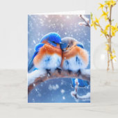 Jubiläum Bluebirds schnupfen im Winter Karte (Gelbe Blume)