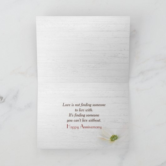 Jubiläum Blumentext auf Holz Karte (Innenseite)