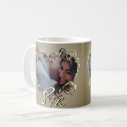 Jubiläum Bronzy Rose Heart Frame Kaffee Tasse (Vorderseite Links)