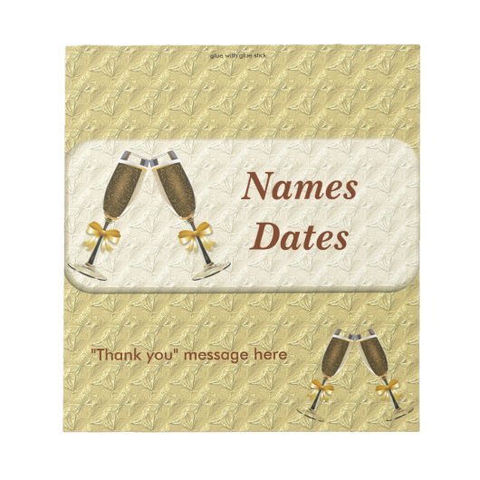 Jubiläum Candy Bar Wrapper Gastgeschenk Notizblock (Vorderseite)