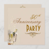 Jubiläum, Champagner-Blasen-Einladungen Einladung (Vorne/Hinten)