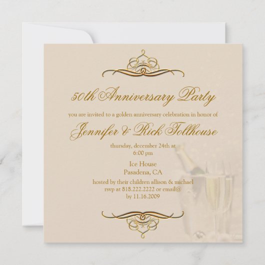 Jubiläum, Champagner-Blasen-Einladungen Einladung (Rückseite)