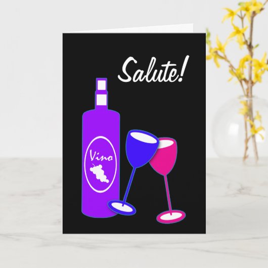 Jubiläum Cheers Weinflasche und Gläser Karte (Gelbe Blume)