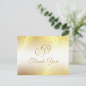 Jubiläum Danke Monogram Gold Hearts Postkarte (Stehend Vorderseite)