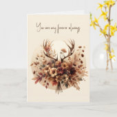Jubiläum Deer Antler Autumn Bouquet Karte (Gelbe Blume)