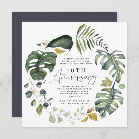 Jubiläum der 10. Hochzeit zum Aquarellfolien Save The Date
