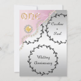 Jubiläum der 1. Hochzeit - Silberne Rose Gold Einladung