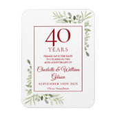 Jubiläum der 40. Hochzeit Save the Date Grüne Magnet (Vertikal)