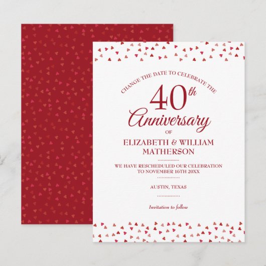 Jubiläum der 40. Ruby Hochzeit ändern  Ankündigungspostkarte (Vorne/Hinten)