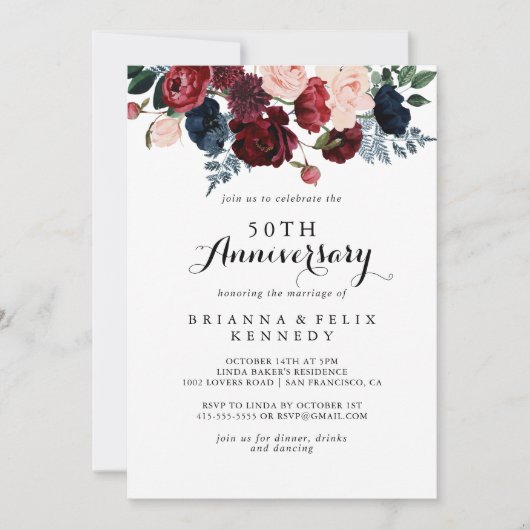 Jubiläum der Burgunder Marine Einladung (Vorderseite)