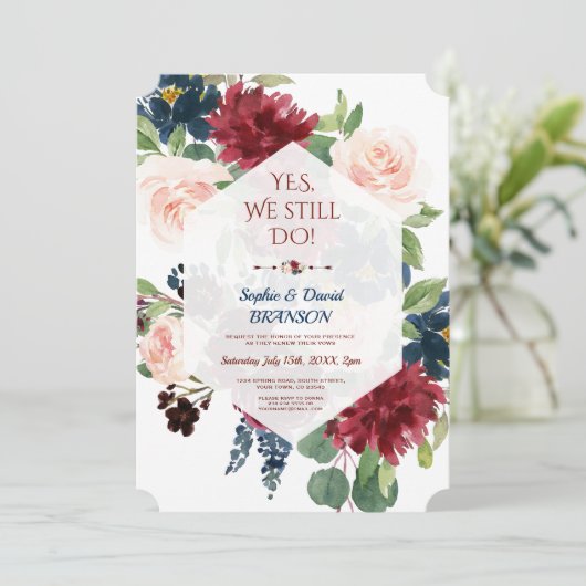 Jubiläum der Burgundy Navy Einladung (Stehend Vorderseite)