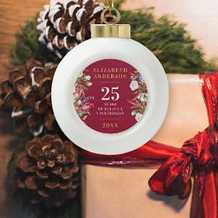 Jubiläum der eleganten Blume Rot und Weiß Keramik Kugel-Ornament