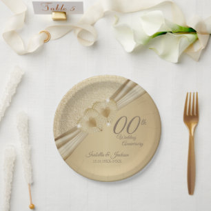 Jubiläum der Goldhochzeit Pappteller