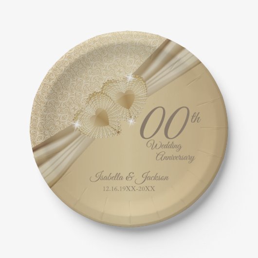 Jubiläum der Goldhochzeit Pappteller (Vorderseite)