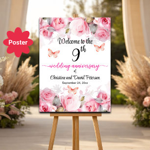 Jubiläum der Hochzeit Begrüßung der Blush Rose Poster