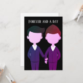 Jubiläum der Hochzeit Gay Men - Romantisches Zitat Karte (Vorderseite/Rückseite Beispiel)