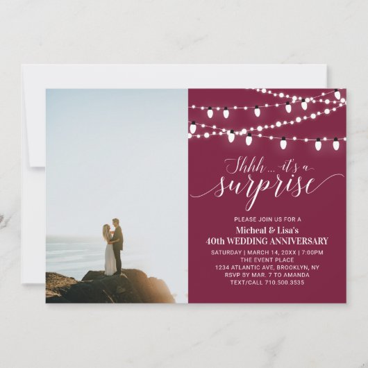 Jubiläum der Hochzeit in Burgund im 40. Foto Einladung (Vorderseite)