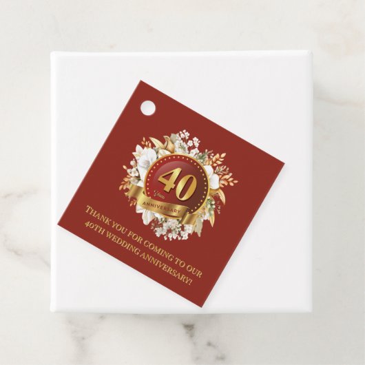 Jubiläum der Hochzeit in Burgund und Gold Geschenkanhänger (Beispiel)